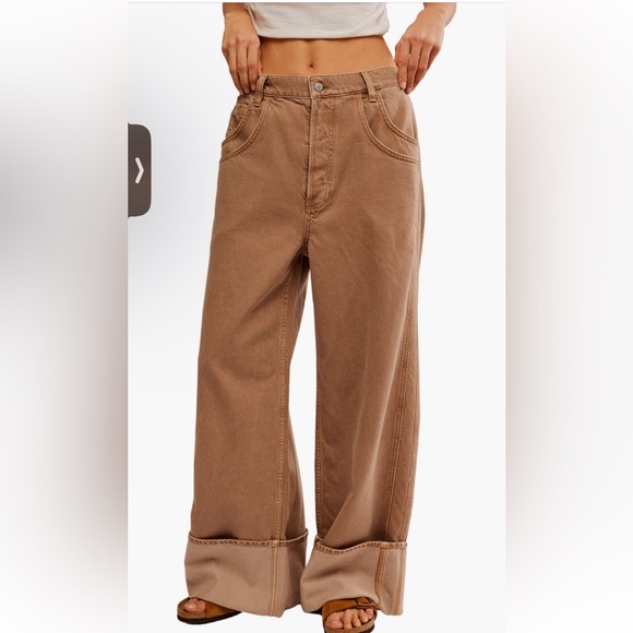 NWT $128 Free People Final Countdown Wide Leg Jeans Size 29 Color Tumbleweed - Picture 1 of 5